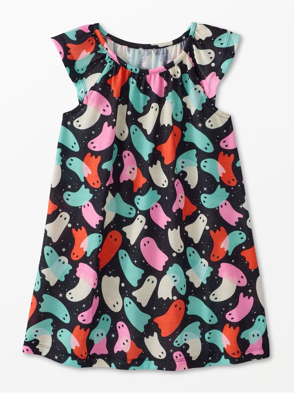 Hanna Andersson Girls' Halloween Black Ghost Print Nightgown US 10